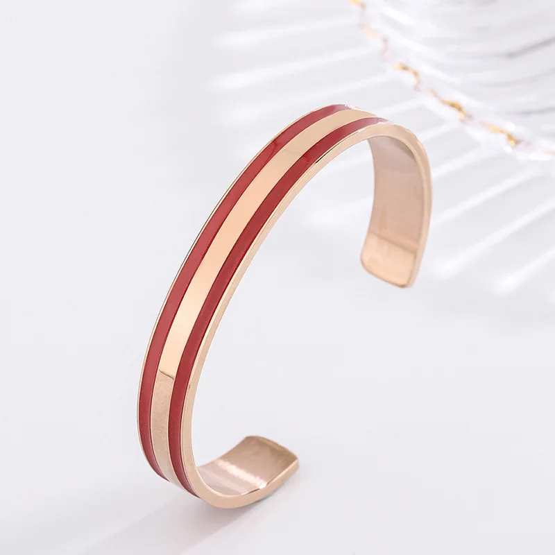 Factory Wholesale High Quality Personalized Bangle 316L Stainless Steel Custom Logo Engraved Cuff Enamel Bracelet