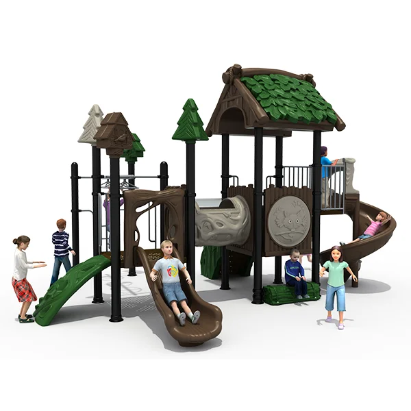 Plastic slide with physical exercise fitness equipment to help children grow