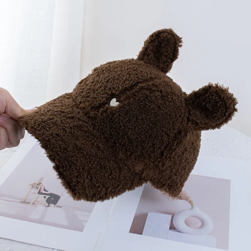 Custom Embroidery Cute Rabbit Ears Plush Baseball Cap Love All-Matching Embroidered Warm Peaked Cap