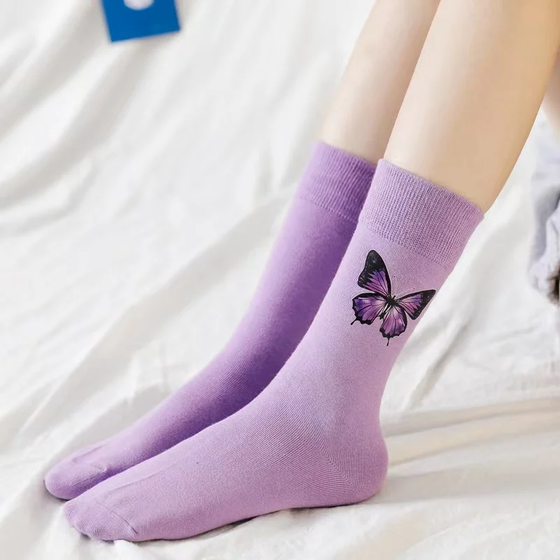 High quality wholesale cotton 3D printing socks custom pattern butterfly print sublimation socks
