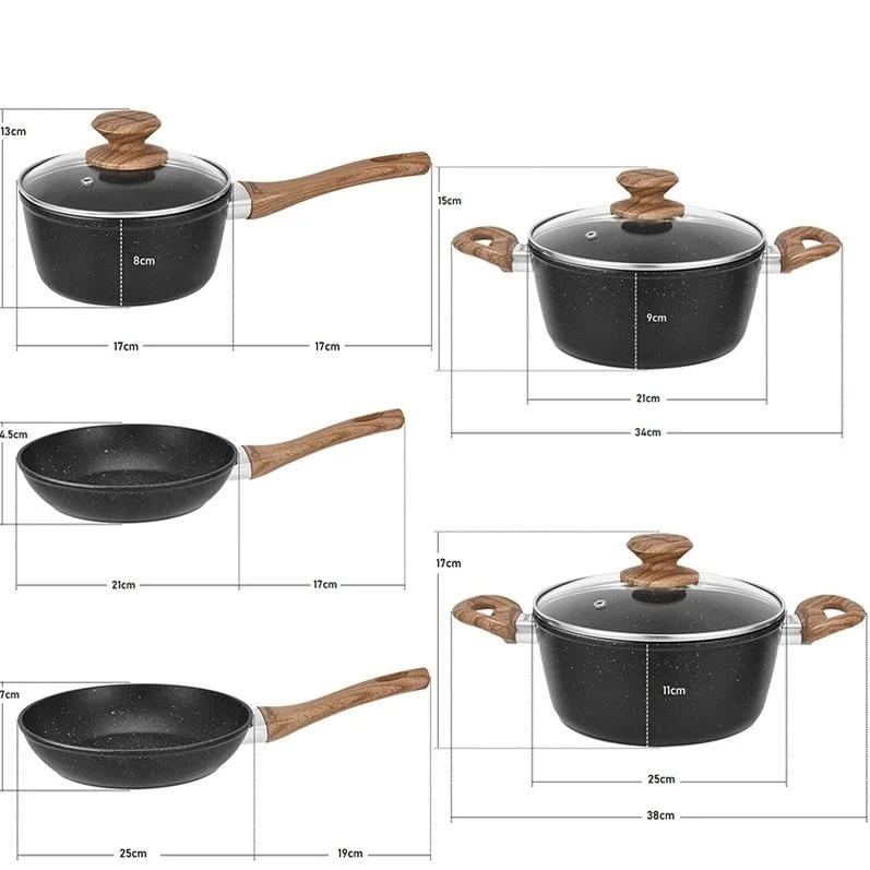 Non Stick Granite Cookware Set Nonstick Aluminum Cook Pan And Pot Set Home Cooking Saucepan Fry Pan Set With Lids