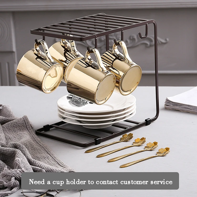 Creative ins animal reflection ceramic coffee cup plated mirror cups saucers set