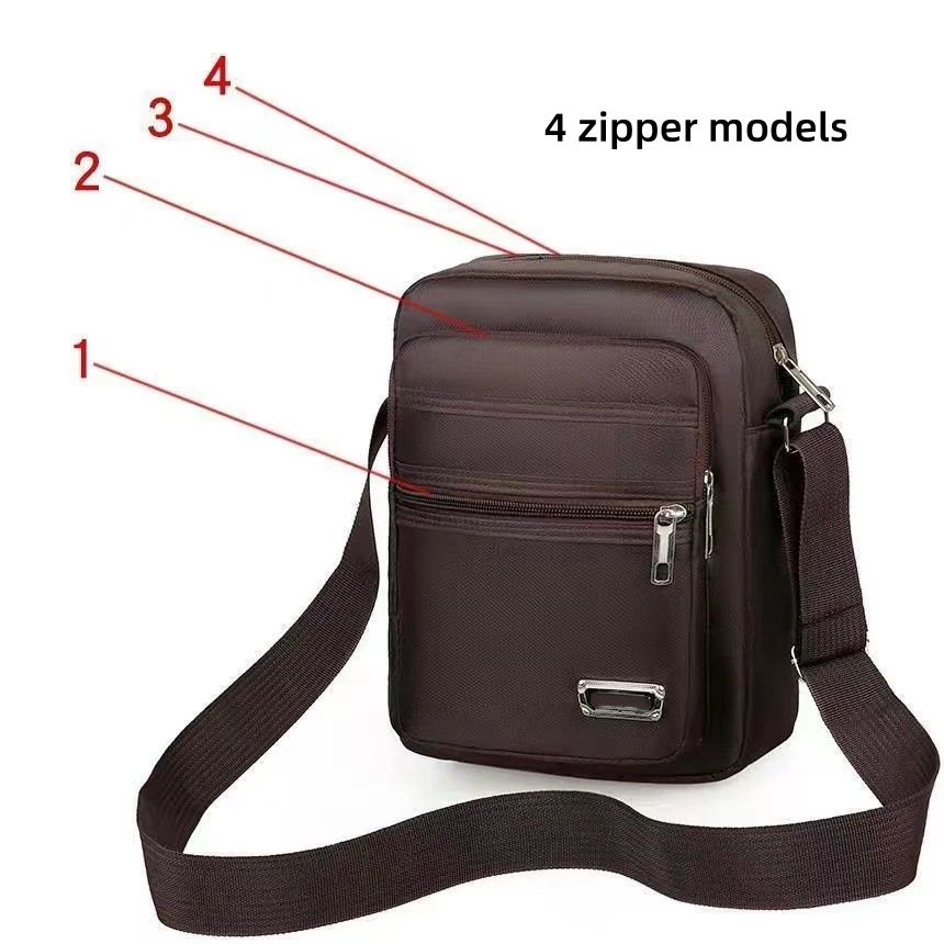 Waterproof nylon Oxford bag for men Single shoulder crossbody bag Multi-layer pocket cash Register bag for men and women