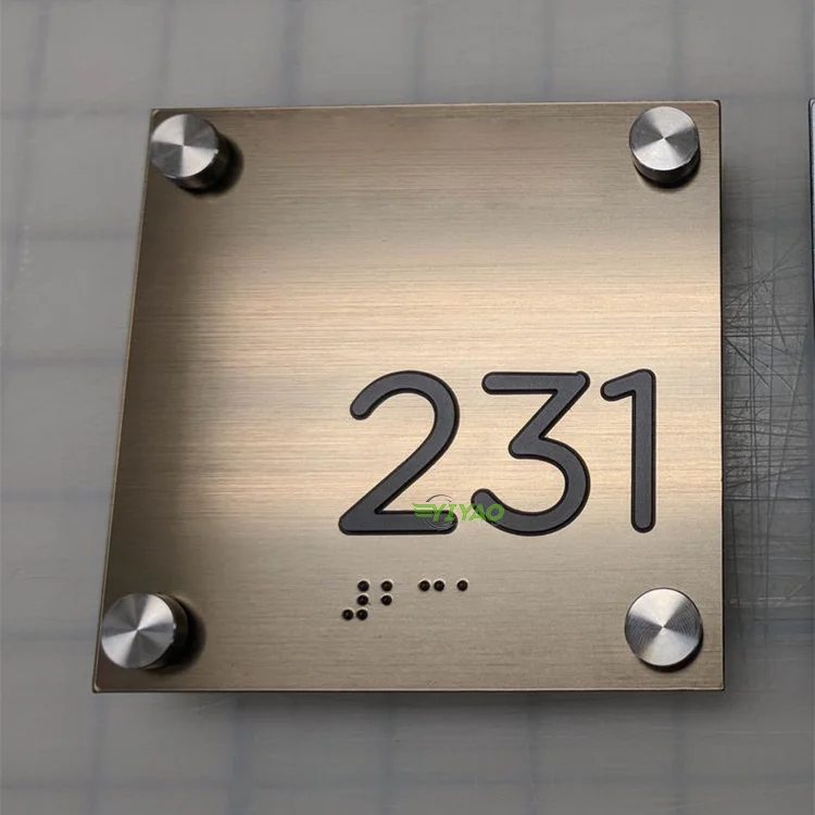 YIYAO engraved electroplate brushed corrosion logo braille door sign