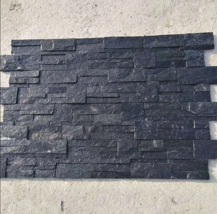 Черный кварцит старинная стена из 60x15x1-2 см