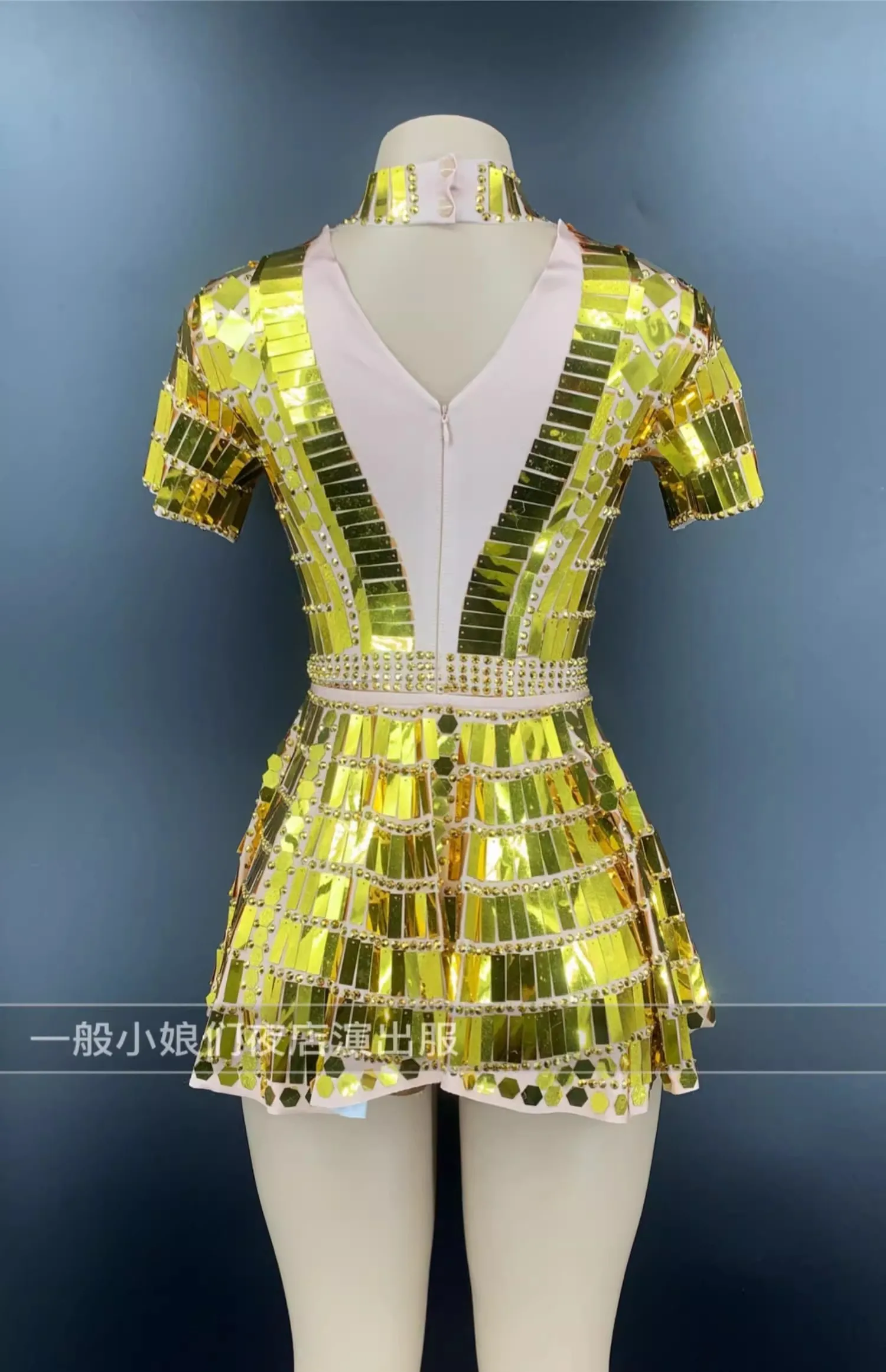 Sexy Glitter Mirror Sequin Birthday Celebration a Line Dress Ladies Show Stage Performance Festival Outfit Nightclub Party Dress