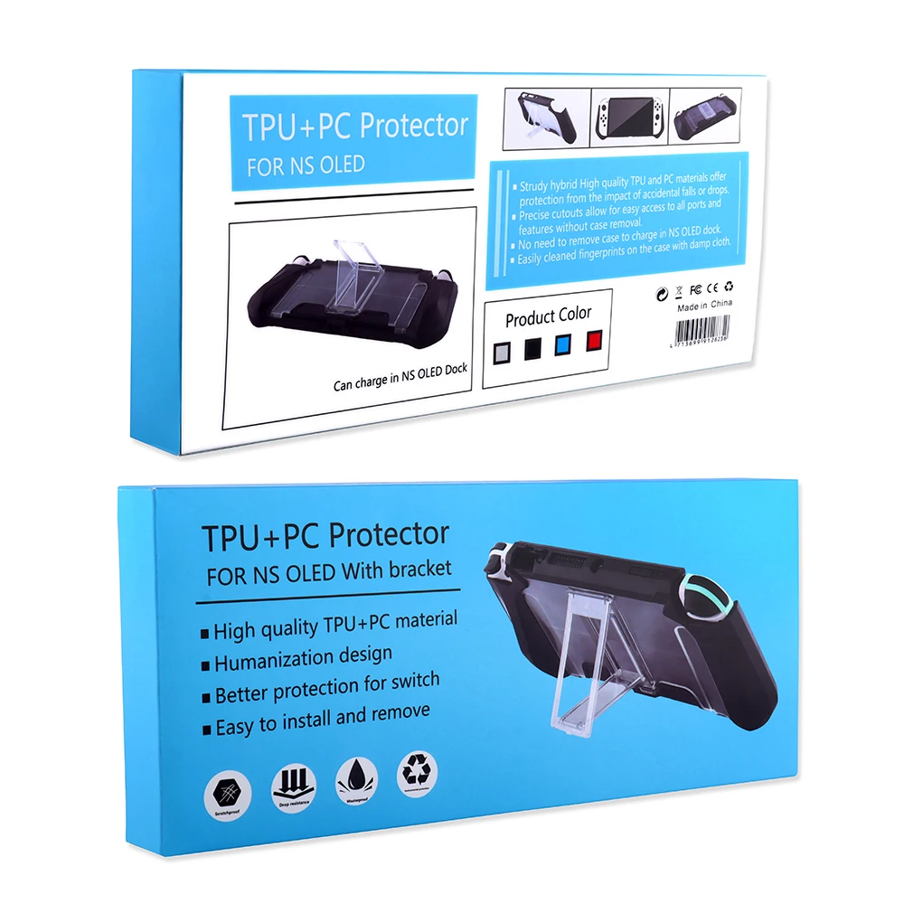 Shockproof TPU+PC Protector For NS OLED With Bracket All-in-one Case For Nintendo Switch OLED