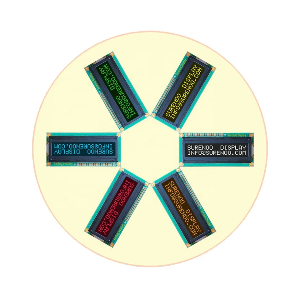 80*36MM 162 1602 16X2 FSTN Negative Character LCD Module Display Screen LCM Panel with 6 Colors LED Backlight