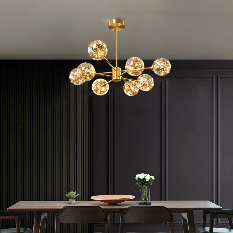 Magic Bean Glass Ball Chandelier Light Contemporary Style LED Pendant Light Modern Brass Light Fixture