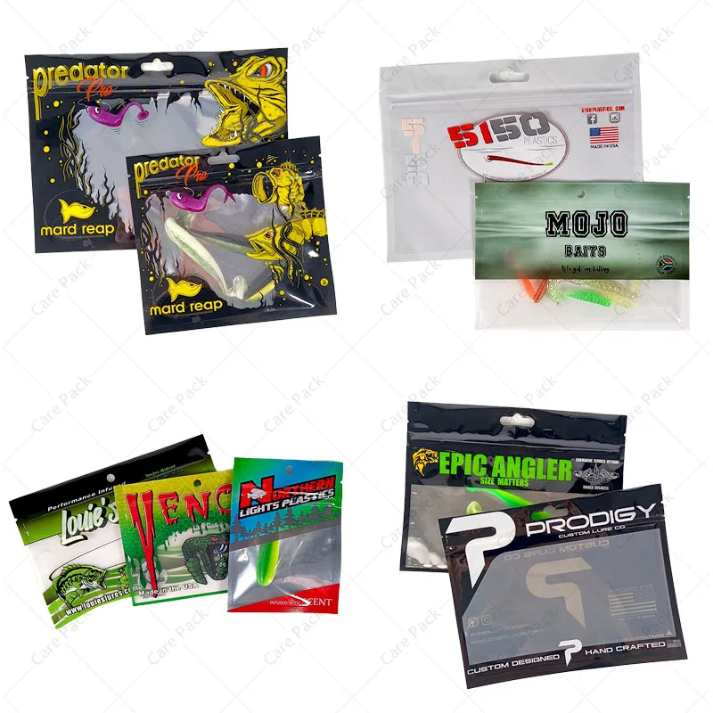Custom Printing Plastic Fishing Lure MOQ500 Factory Price High Quality Clear Windows For Fish Baits Packaging Bag