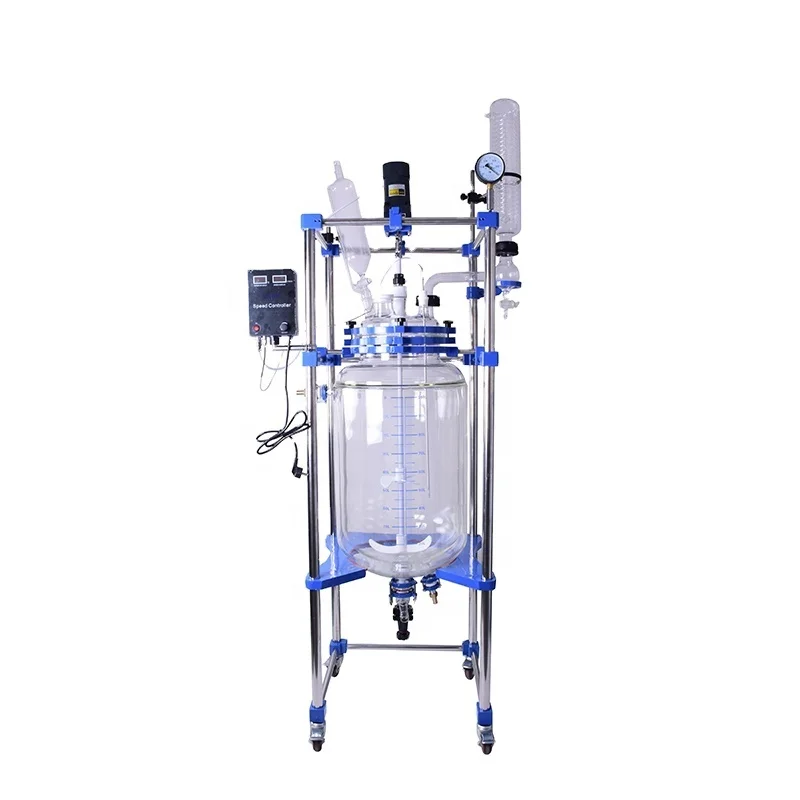 Лабораторный реактор с двойной мешалкой из стекла для