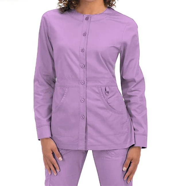 luxury fashion cheap scrubs uniform spandex long sleeve scrub top medical nurse jacket medical scrubs