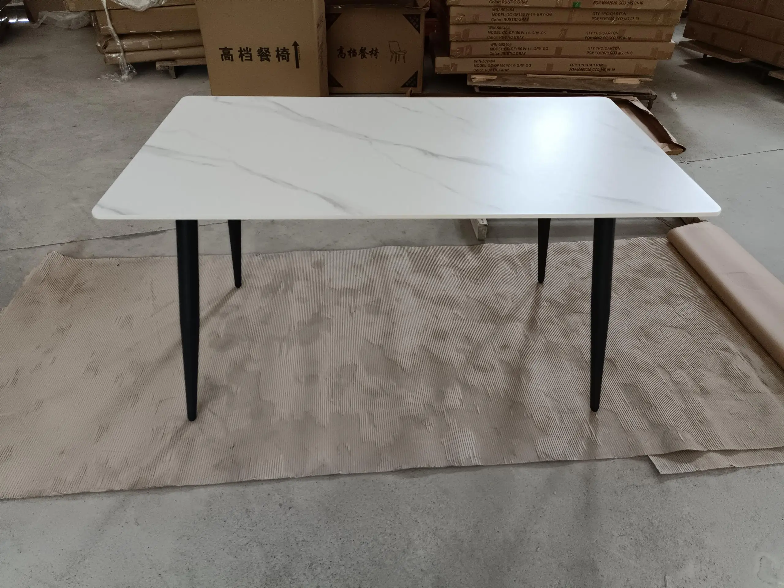 Modern room furniture square rectangle restaurant marble dining table with 6 chairs