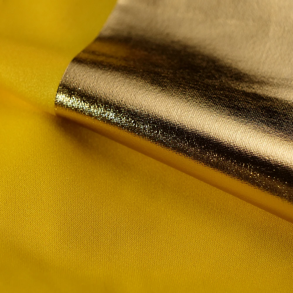 China Manufacturer Hot Sell High Stretch Metallic Foil Gold Lurex Spandex Fabric