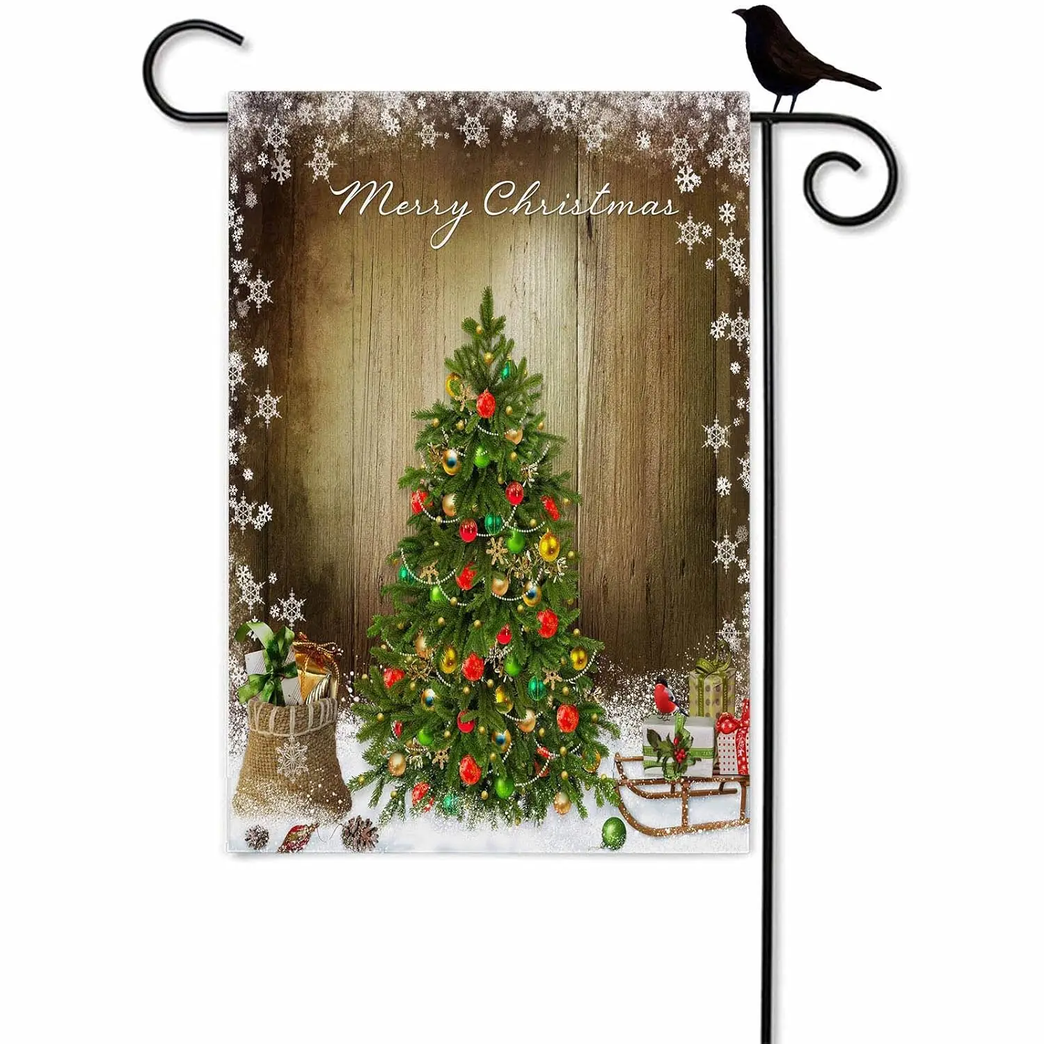 Двухсторонний баннер из мешковины с разноцветными гирляндами