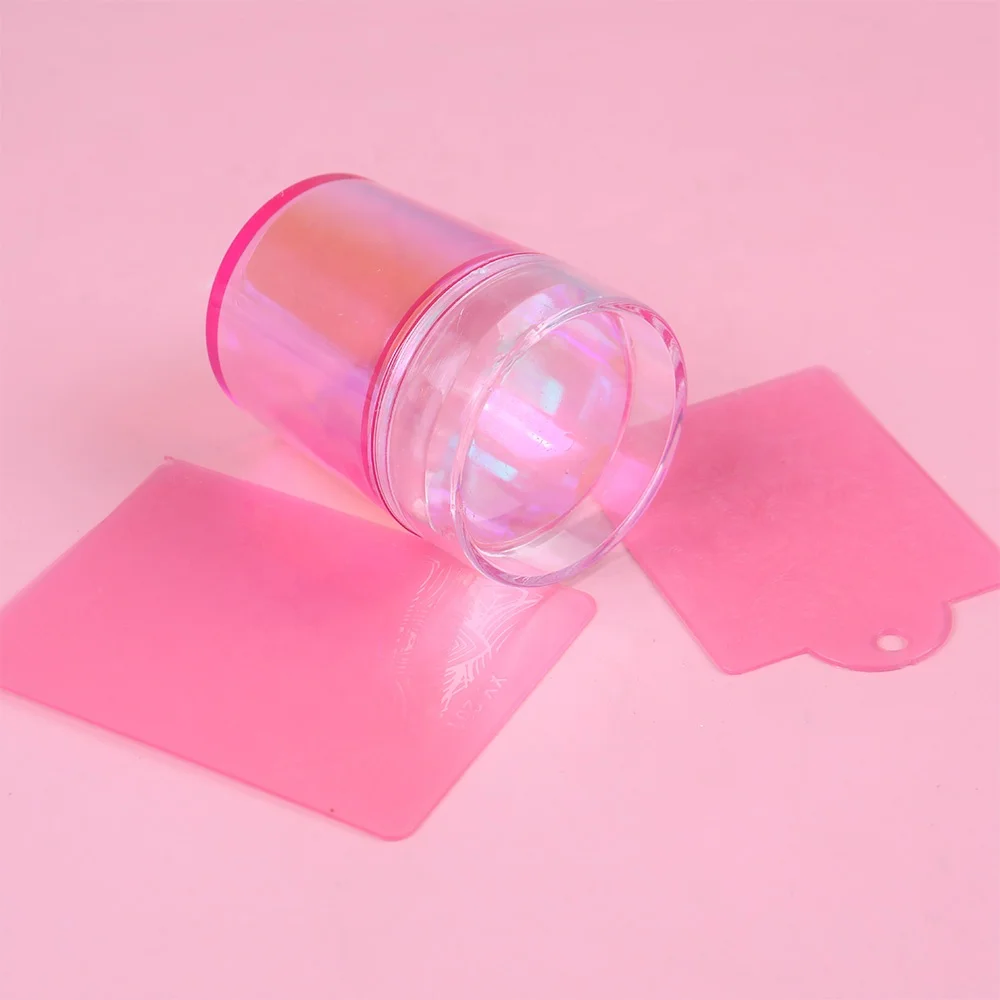 BQAN 2022 Rainbow Blue Nail Stamping Tool Silicone Nail Art Stamper with Scraper Card