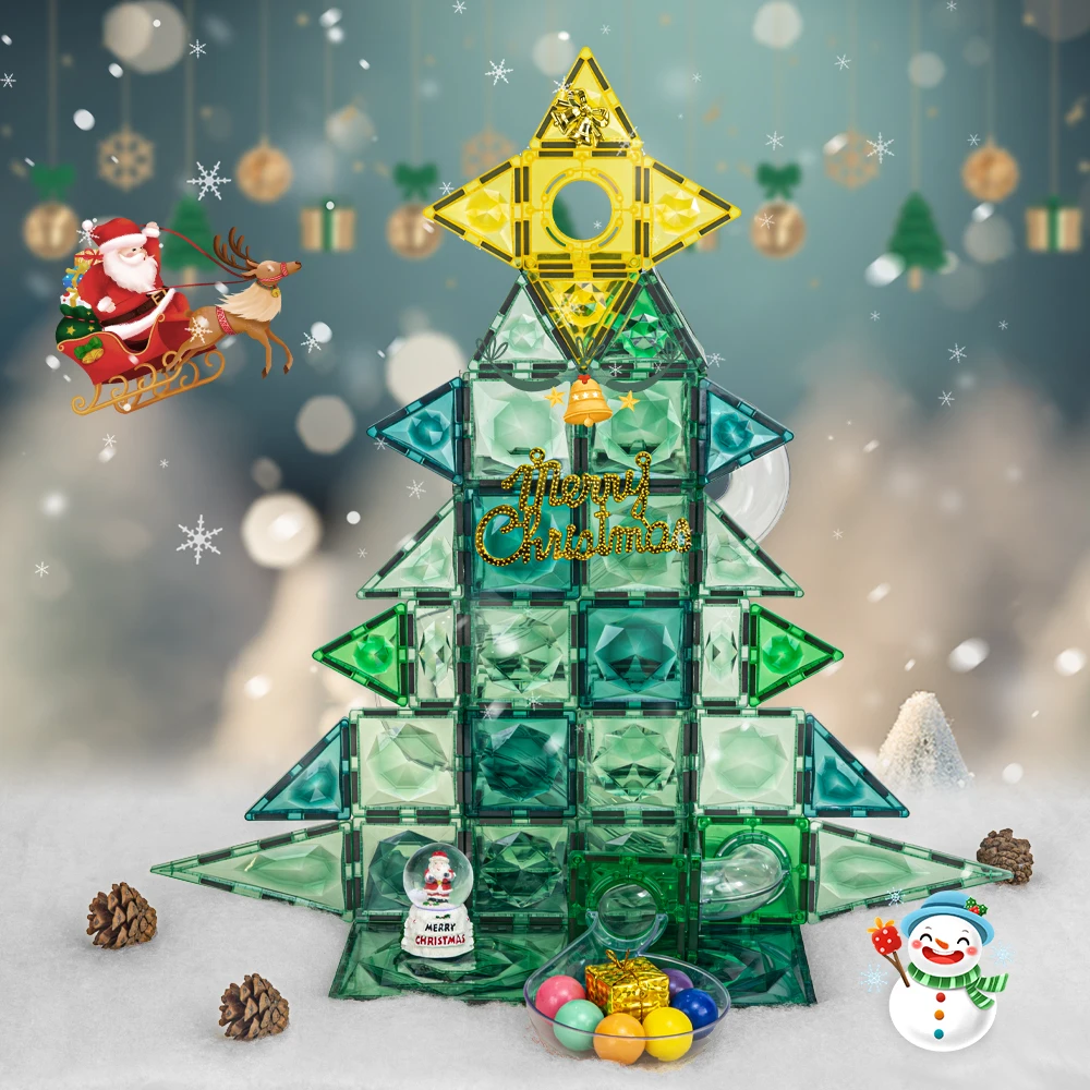 Fast Delivery Christmas Kids Toy Gift Magnetic Tile Magnetic Building Block 3d STEM Educational Kids Magnetic Building Tiles