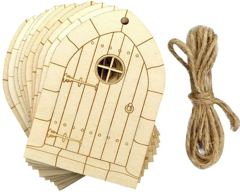 6 Designs Wooden DIY Craft Kit Blank Unfinished Miniature Fairy Garden Door