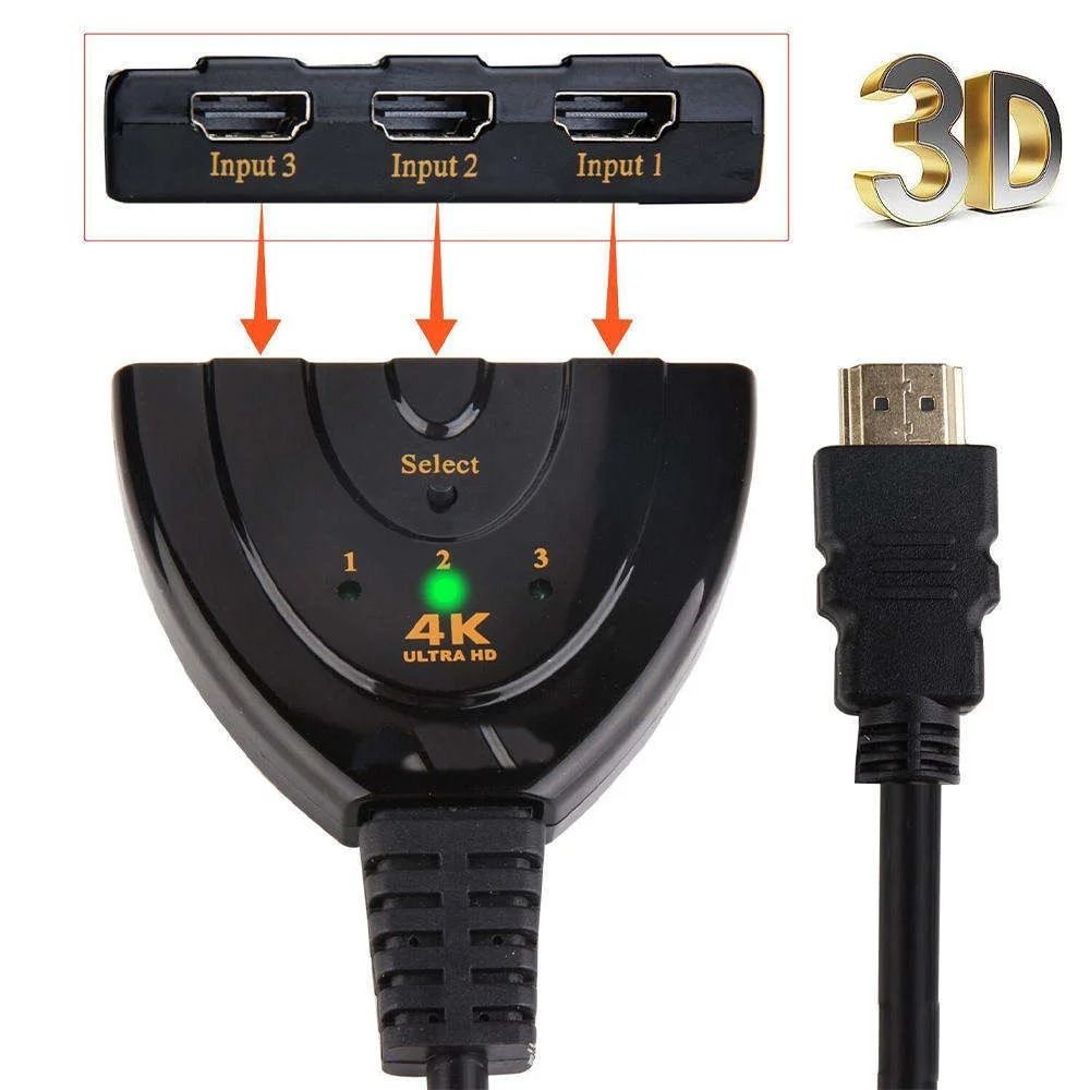 Оптовая продажа от производителя HDMI 3 в 1 выход 4K * 2K свиной хвост 4k x 2k штекер на порта гнездо коммутатор разделитель
