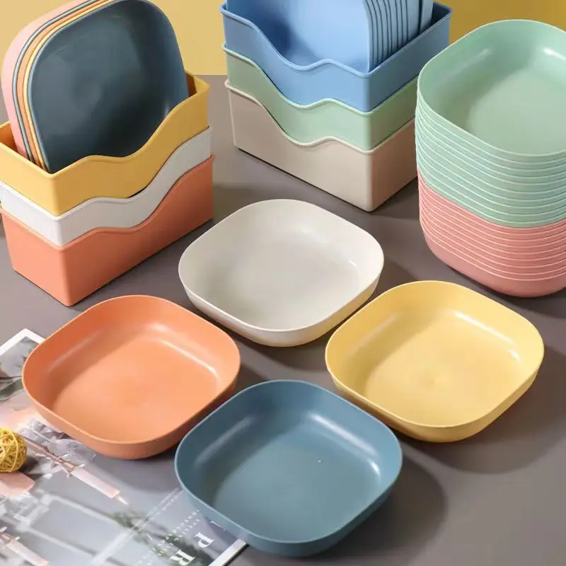 Wholesale Nordic PP Plastic Dishes  Dinner Plates Sets Food bones Dish Restaurant Home Party Kitchen Tray Supplies