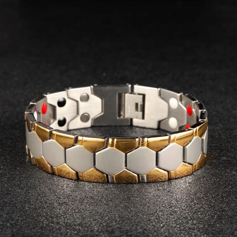 
Wholesale Mens Titanium steel Magnetic Energy Negative Ion Far Infrared Bracelet Health Medical 