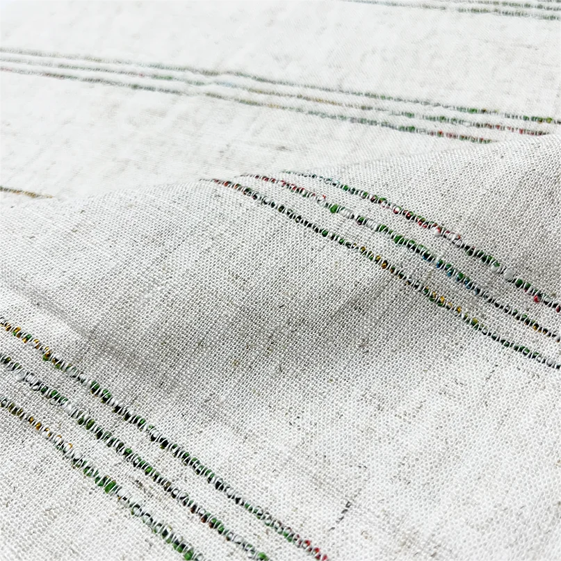 hot sales luxury striped design flax fabric yarn dyed 30%linen 70%viscose for womens garments