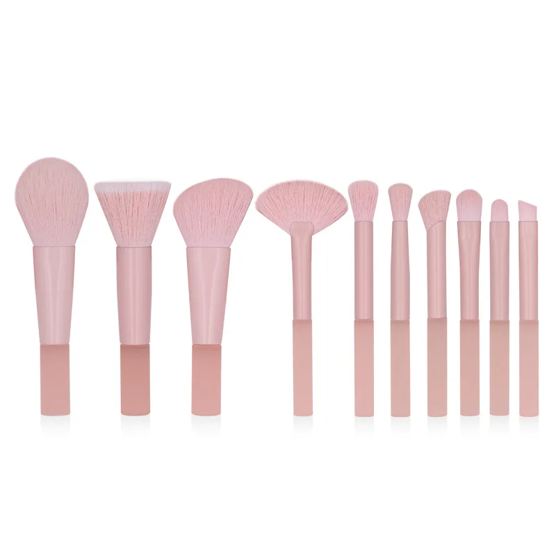 DailyQueen 10 pcs Mini pink oriental cherry Travel fiber makeup brush cosmetic makeup foundation brush set portable