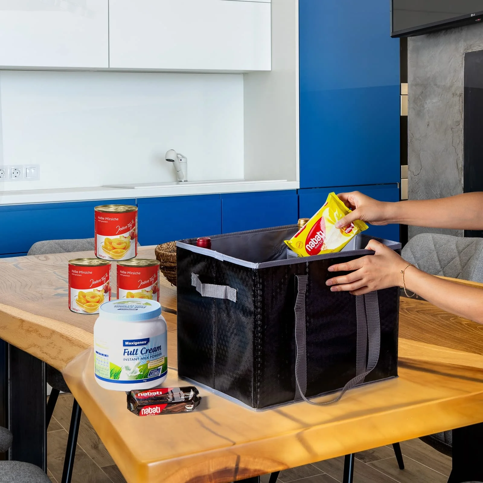 Low Price Portable Heavy Duty Aluminum Opening Food Container Cooler Insulated Zippered Top Reusable Grocery Shopping Box Bags