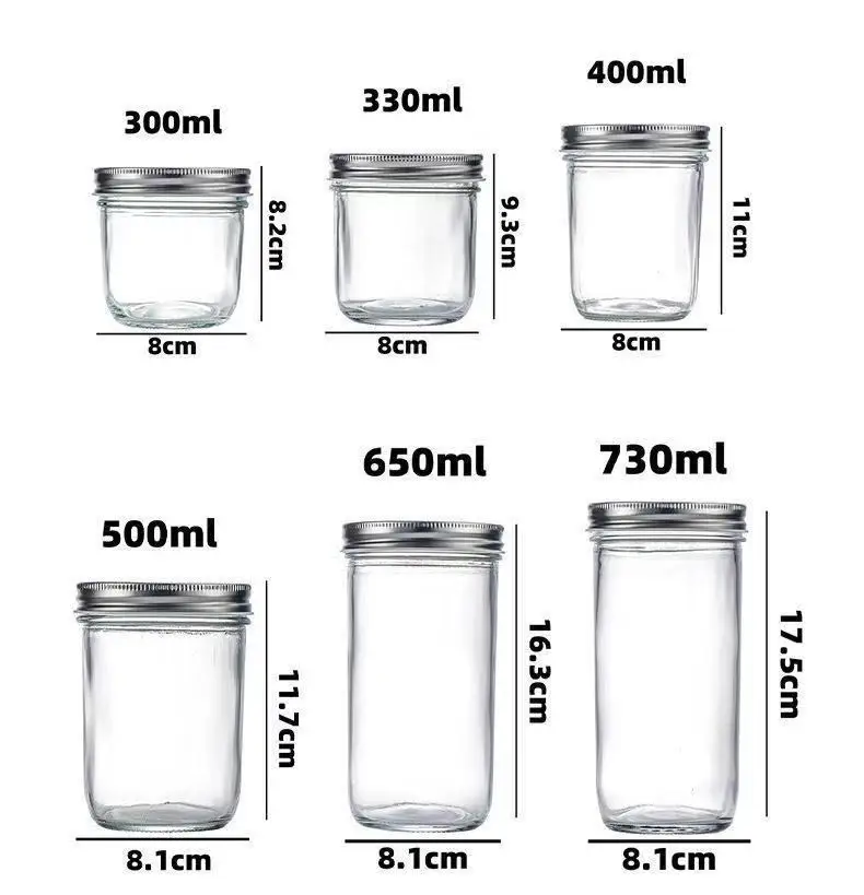 Empty Wide Mouth round Glass Jar 8oz Mason Jar With airtight double lid For Food Jam Honey pickle