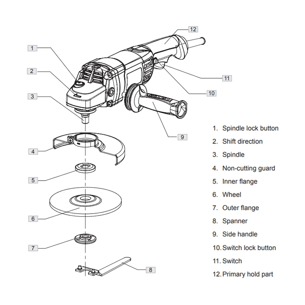 DEVON 150mm Angle Grinder Anti-vibration Handle Pro Lithium Angle Grinder Battery Electric