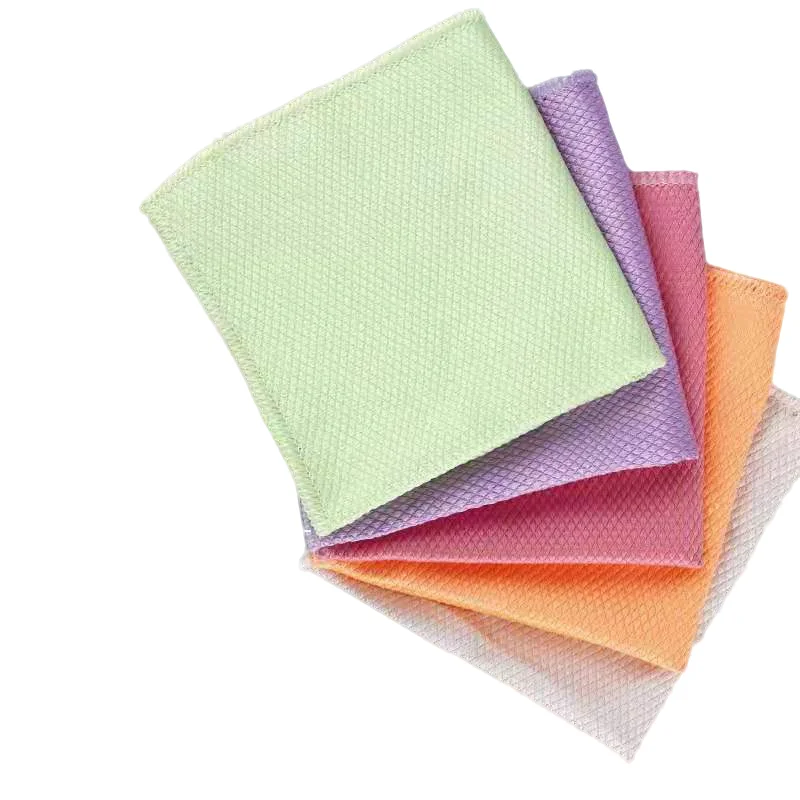 ZKJJ china Factory hot Selling Shiny fish scale cloth glass cleaning cloth custom Logo microfiber window cleaning cloth rag