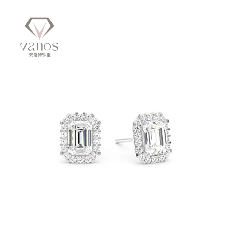 18K White Gold Diamond Earrings Stud Real HPHT Lab Grown Diamond Jewelry diamond chain earring