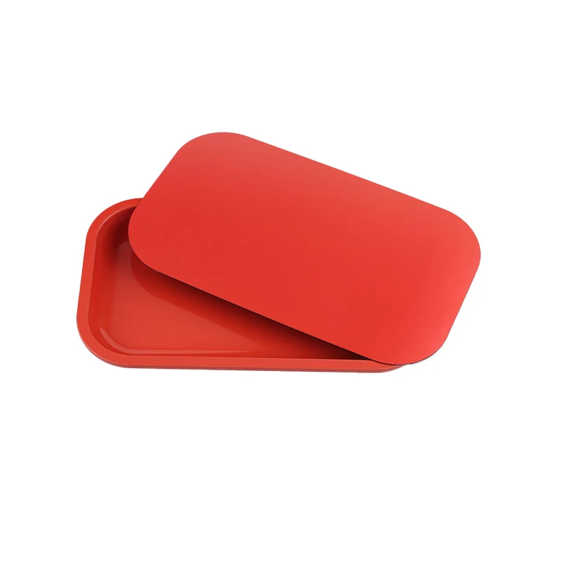 Wholesale 27*16CM Metal Rolling Tray With Lid Single Color Customized Logo Tobacco Smoking Accessories Tray
