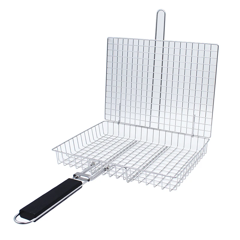 Heavy Duty Grill Basket Outdoor Grill Accessories Rustproof Stainless Steel BBQ Grilling Basket for Meat and fish