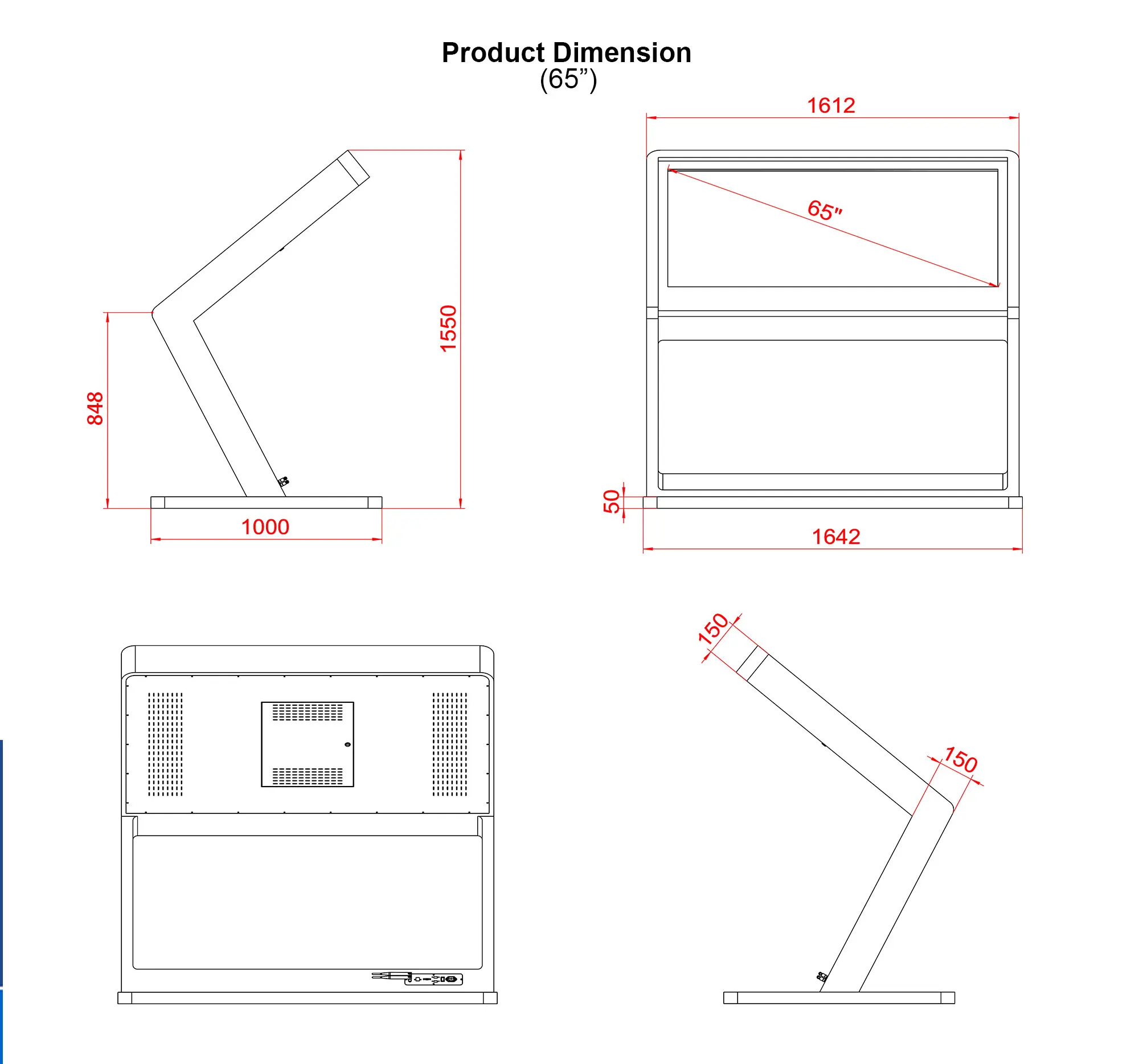 Kiosk Standing 65 Inch Digital Signage and Display Advertising Touch Screen Wayfinding Kiosk