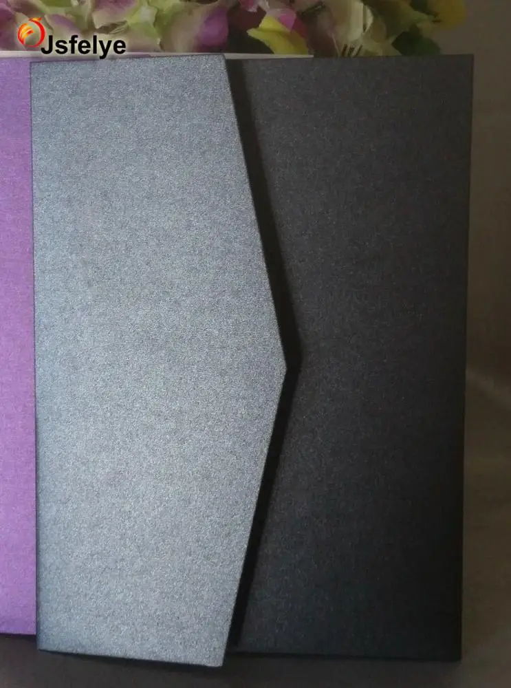 Pearl Paper Pocket Fold Wedding Invitation Cards with Envelope Pocketfold Invite