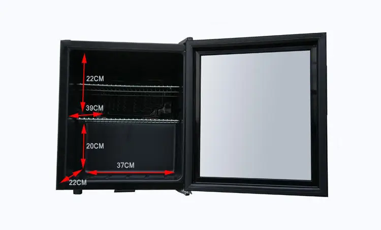 Custom Hotel 65L Glass Door Minibar, Upright Display Bar Fridge With Glass Door, 220V 60Hz Upright Glass Door Refrigerator