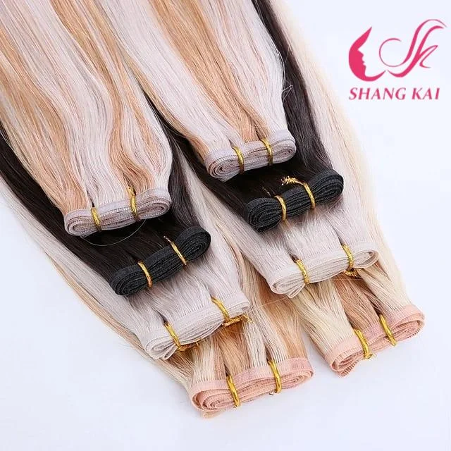 Better Than Hand Tied Weft Human Flat Weft Hair Extension Russian