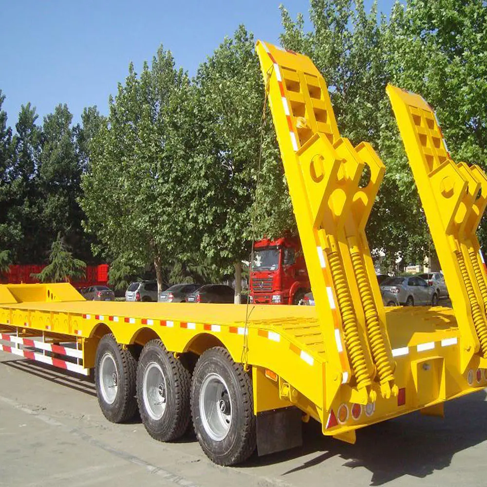 Drop Deck Excavator Tri Axles 50ton Low Bed Semi Trailer