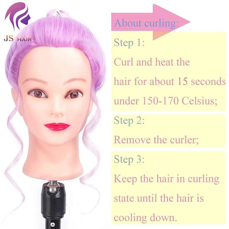 24 inches Pink Synthetic Hair Manican Doll Cabeza Peluqueria Maniquies Hair for Hairstyle Practice teaching training head