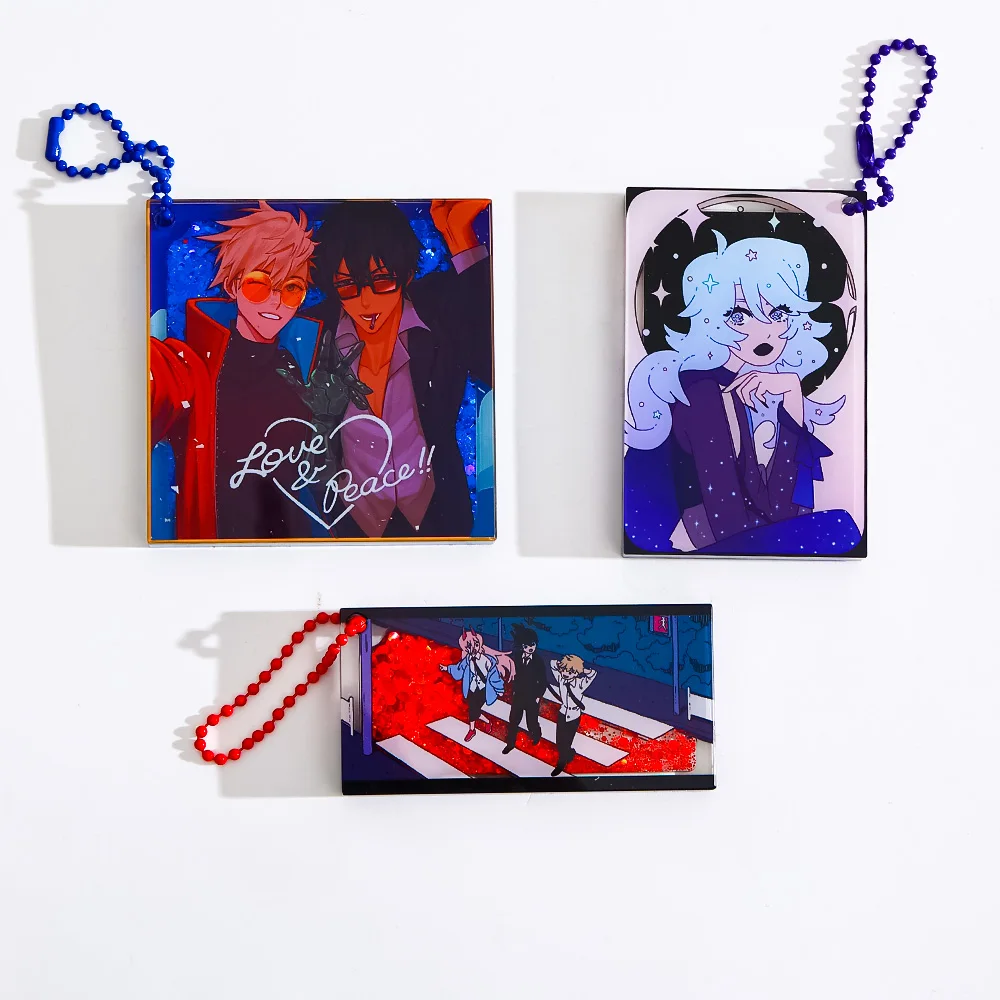 CNAWO Custom Clear Acrylic Charm Print Liquid Oil Filled Shaker Acrylic Keychain