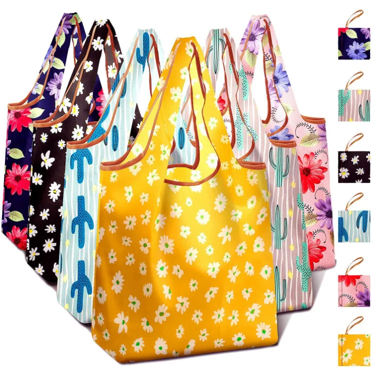 New Recycle Eco Friendly Wholesale Polyester Foldable Shopping Bag Reusable Grocery bags