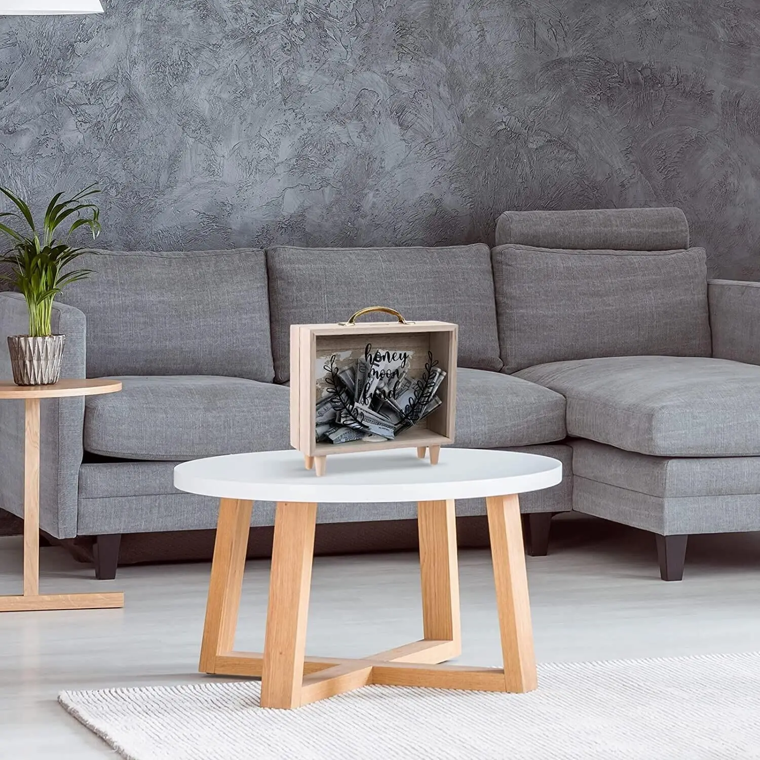 Honeymoon Fund Box Shadow Money Box Decorative Savings Box Suitcase Wooden Piggy Banks Wedding Wood Bank Coin Bank for Adults