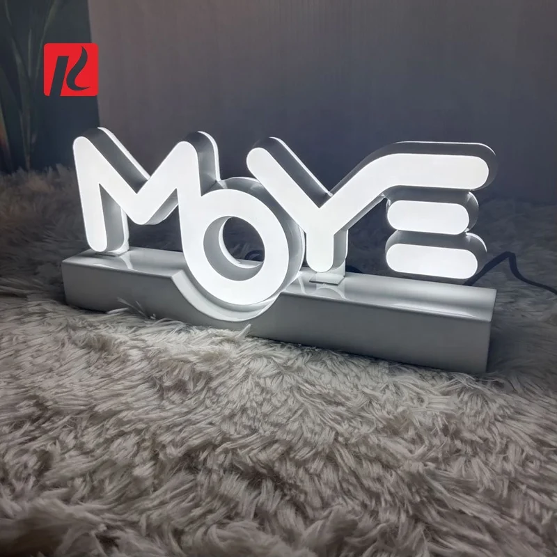 Kexian Custom Led Table Top Standing Sign LED Channel Letter Countertop Business Logo Indoor Shop Name Display Desk Top LED Sign