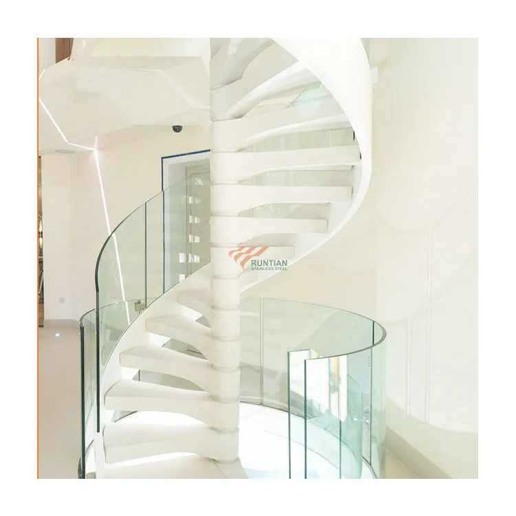 Modern bespoke building indoor warehouse loft stair oak wood metal step helical spiral staircase
