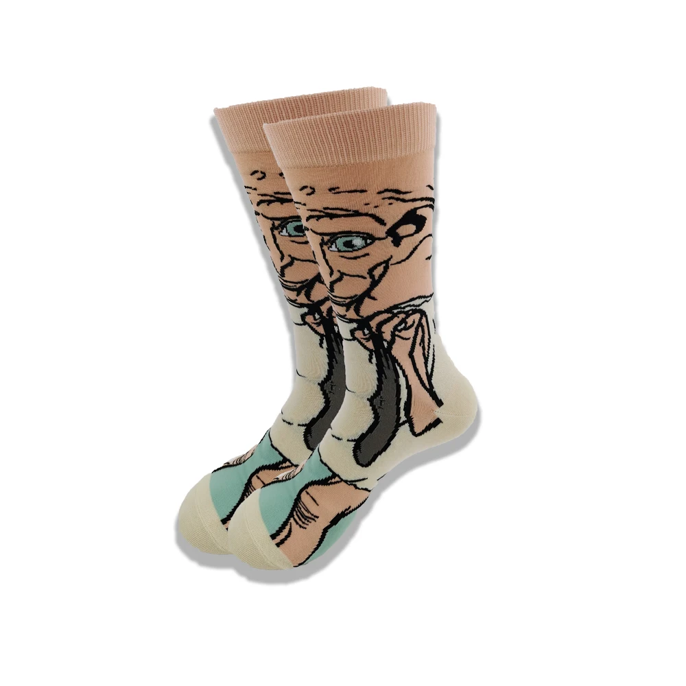 Custom logo men and women cute cartoon pattern cotton socks tube skateboard leisure