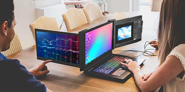 Multitasking portable monitor triple screen 10.1 inch FULL VIEW HDR10 IPS USB Type C FHD double gaming for