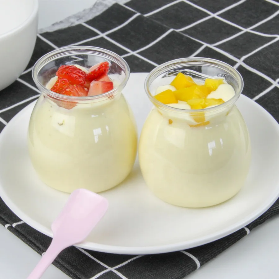 
2019 Wholesale PET Disposable Round 140ML Dessert cups Plastic Pudding Cups eco-friendly 