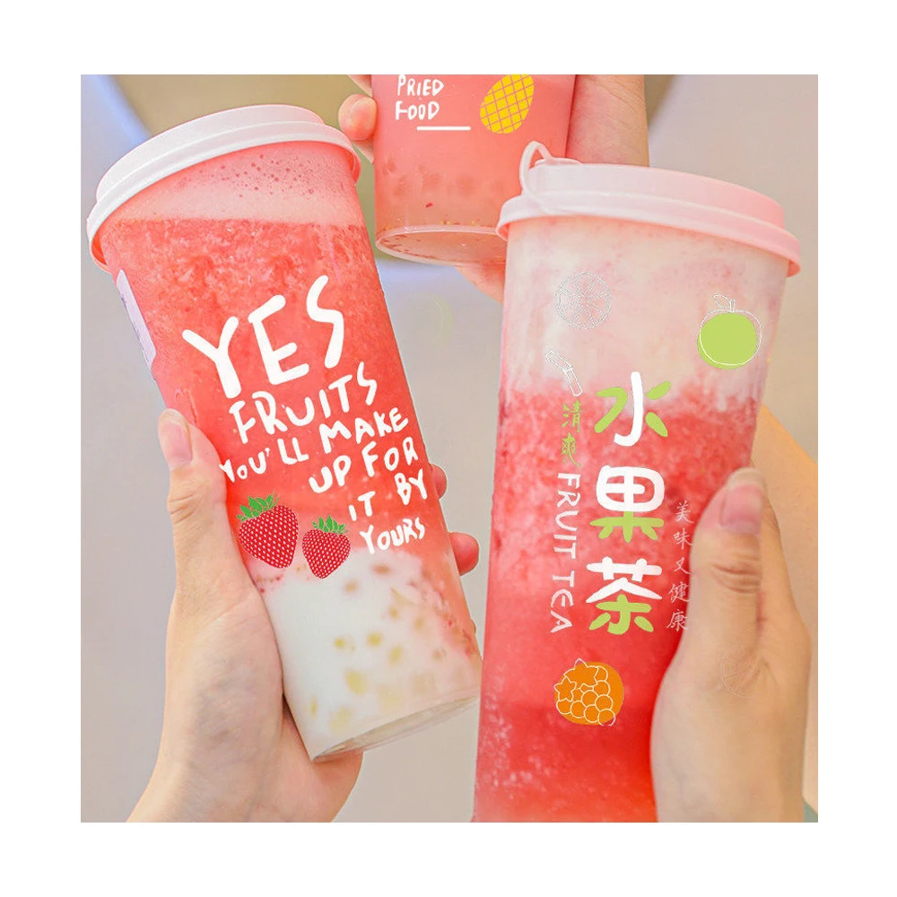 cute For Cold Drink custom mini split disposable boba tea bear plastic cup custom reusable with and lids Logo Printed
