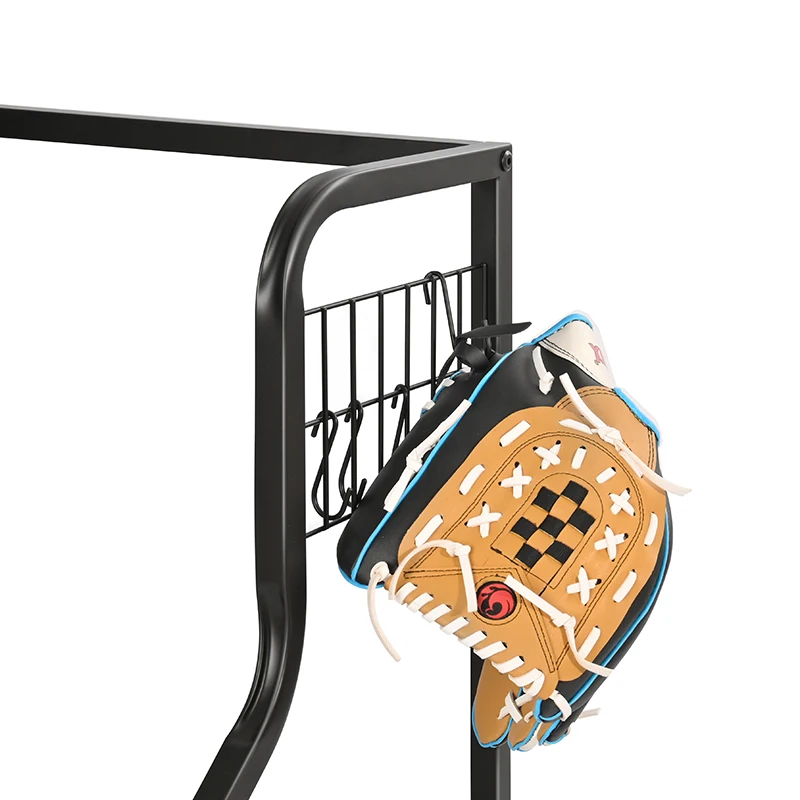 Multipurpose Store Garage Golf Club Bag Hat Storage Rack Organizer Sports Equipment Movable Accessories Metal Display Stand